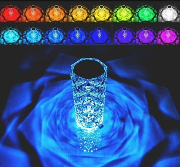 Crystal Rose Diamond RGB Table Lamp – 16 Color Touch Light